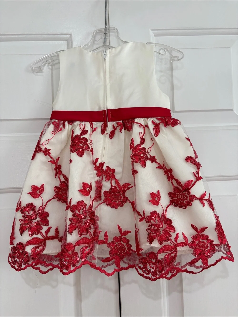 NWT Rare Editions 3 Piece Red White Floral Tulle Dress W/Jacket & Bloomers 12M
